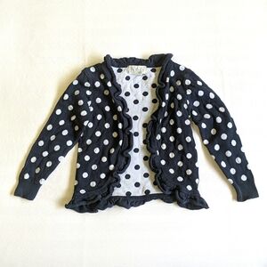 midnight in Manhattan polkadot ruffled open knit cardigan sweater 2T girls